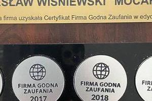 Certyfikat Firma godna zaufania 2016 -2020 MoCar